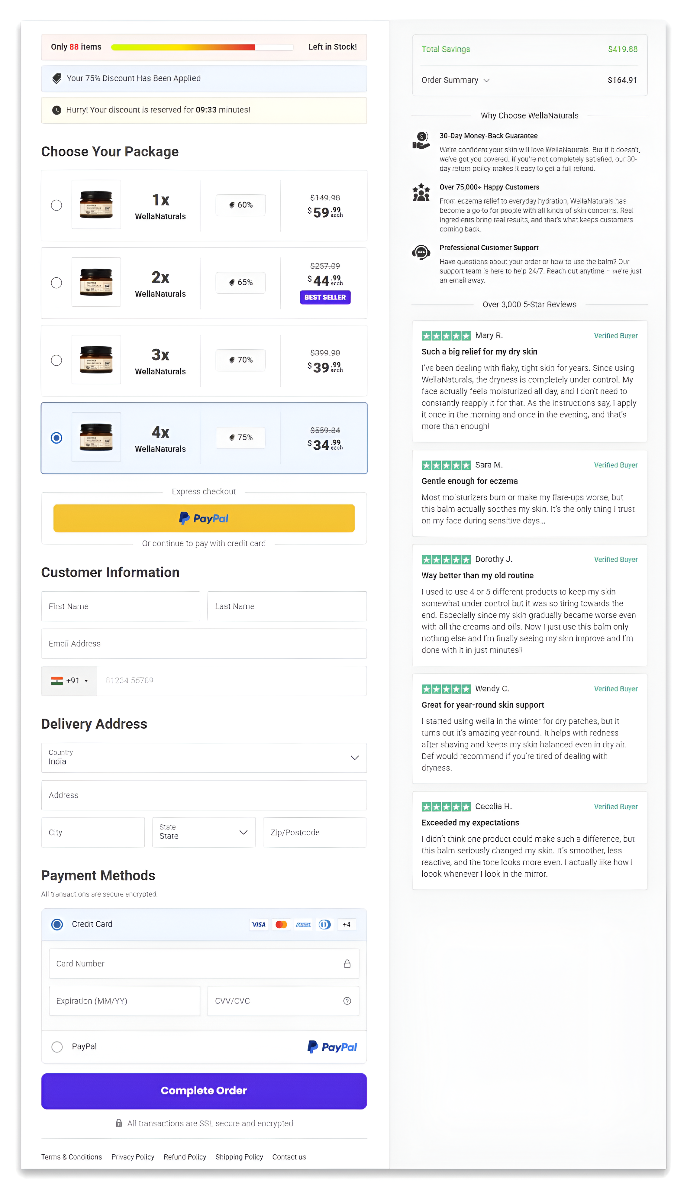 wella naturals whipped tallow balm checkout page.